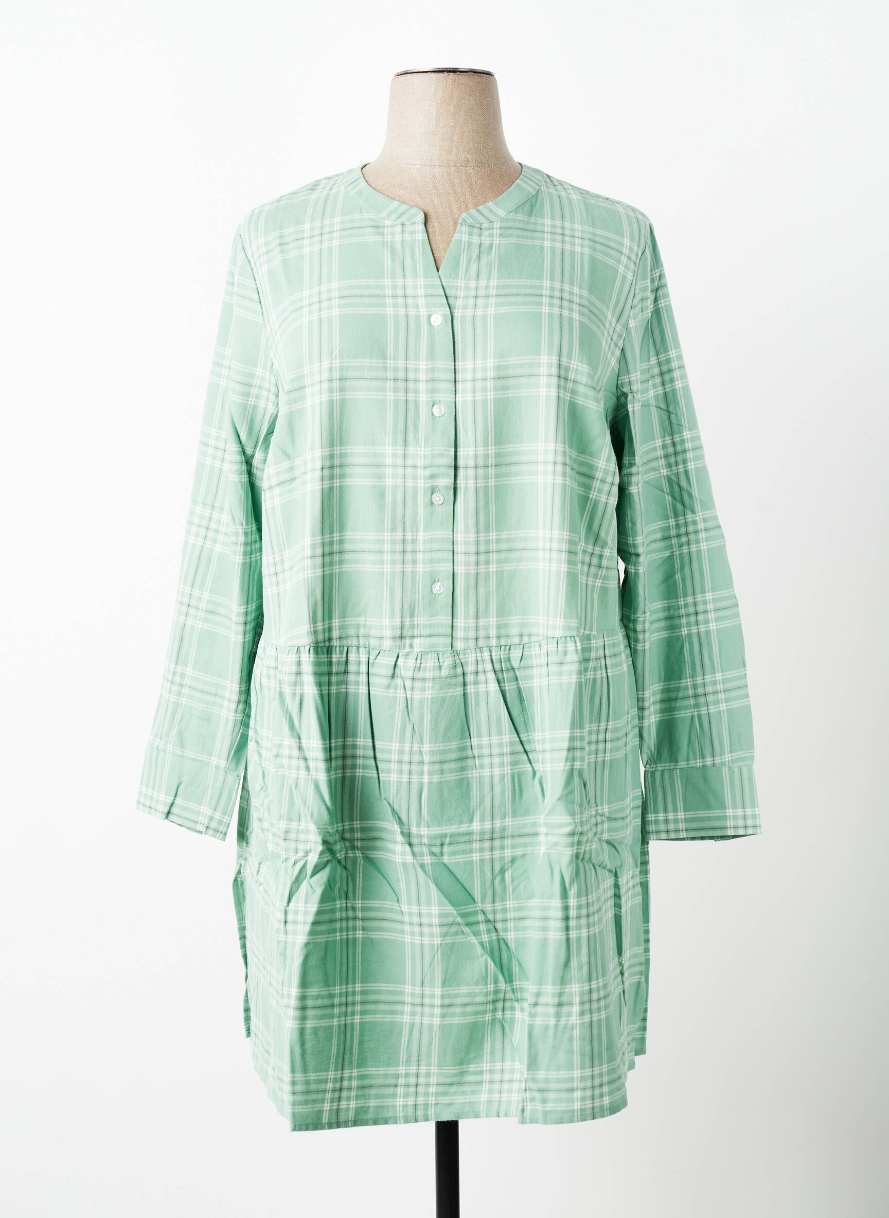 Robe mi-longue manches longues manches longues vert SHEEGO femme