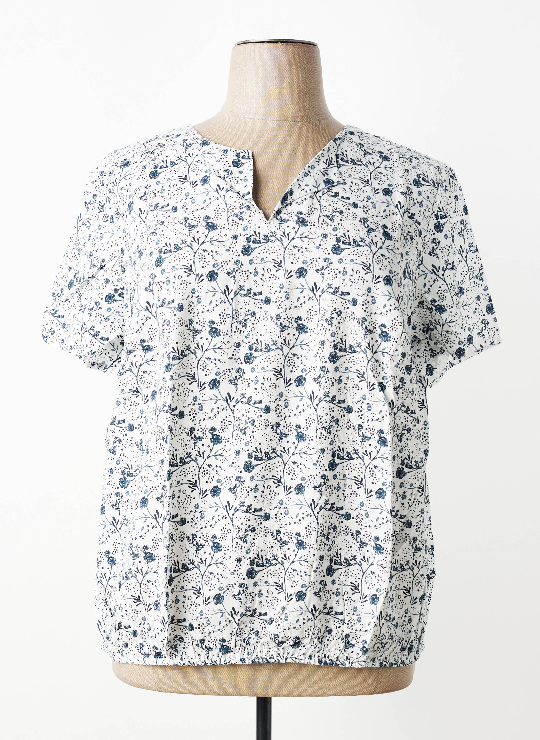 Blouse tissage popeline manches courtes blanc SHEEGO femme