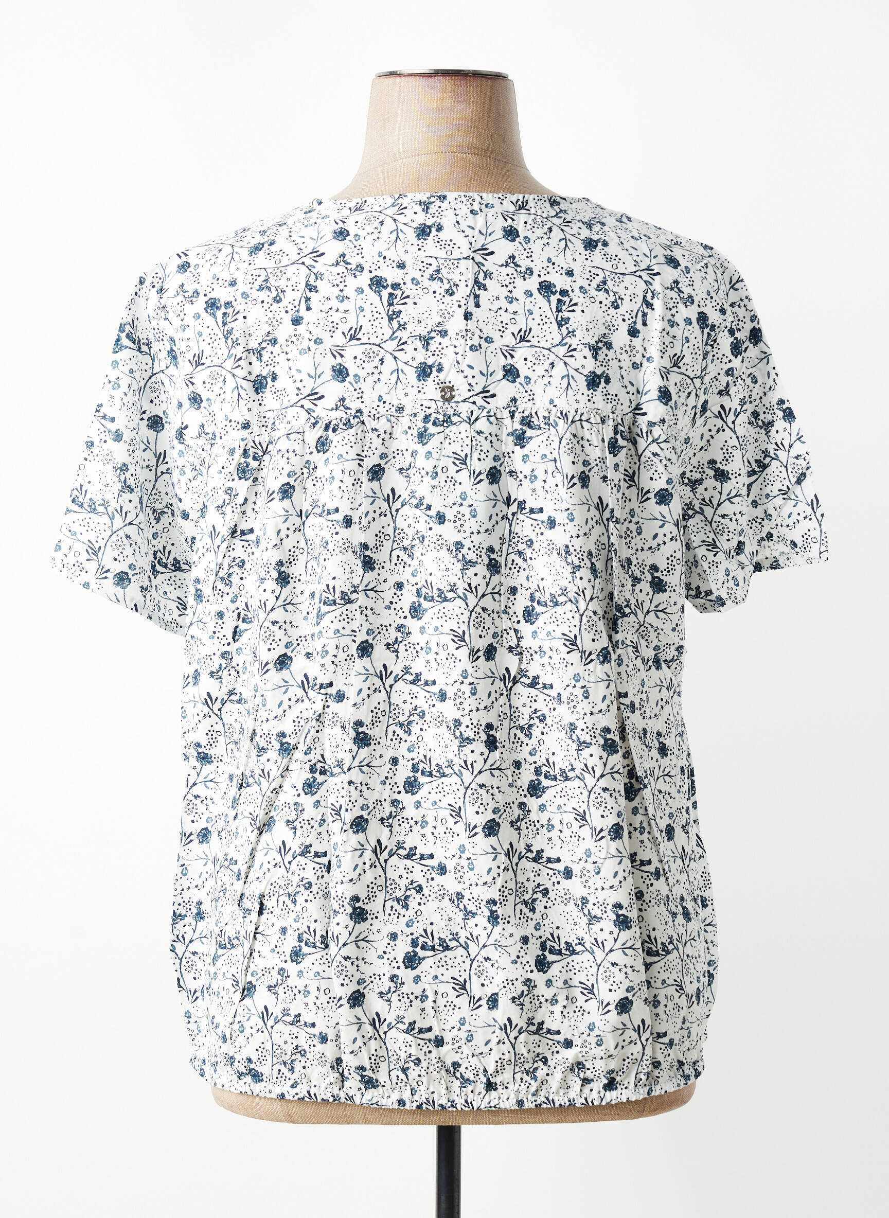 Blouse tissage popeline manches courtes blanc SHEEGO femme