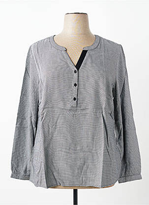Blouse tissage popeline manches longues noir SHEEGO femme