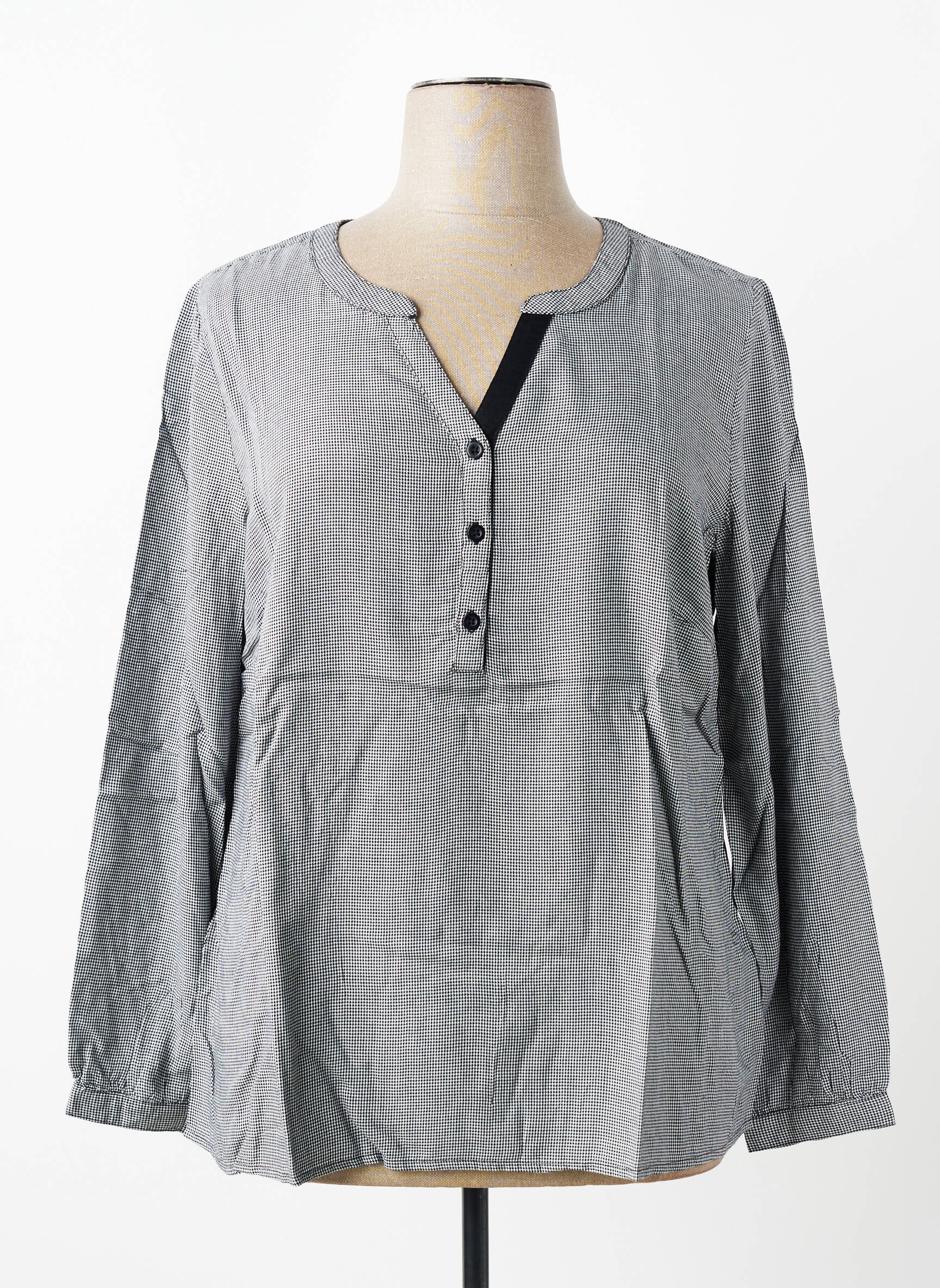 Blouse tissage popeline manches longues noir SHEEGO femme