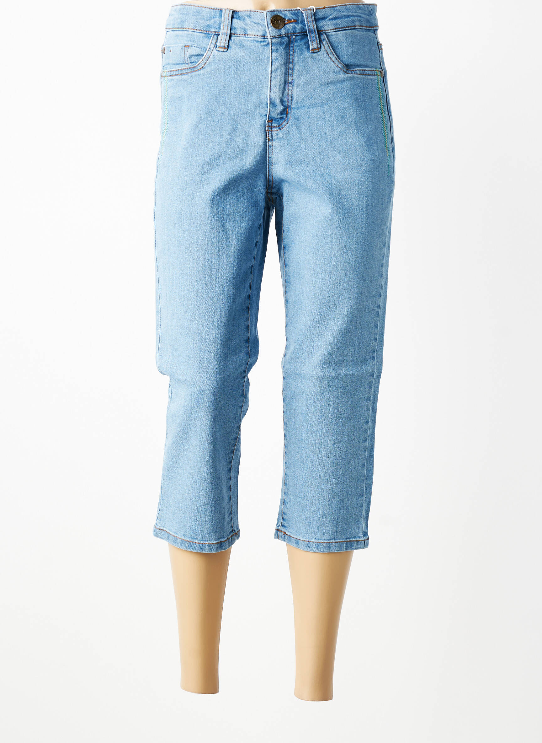 Pantacourt taille haute taille haute bleu SHEEGO femme