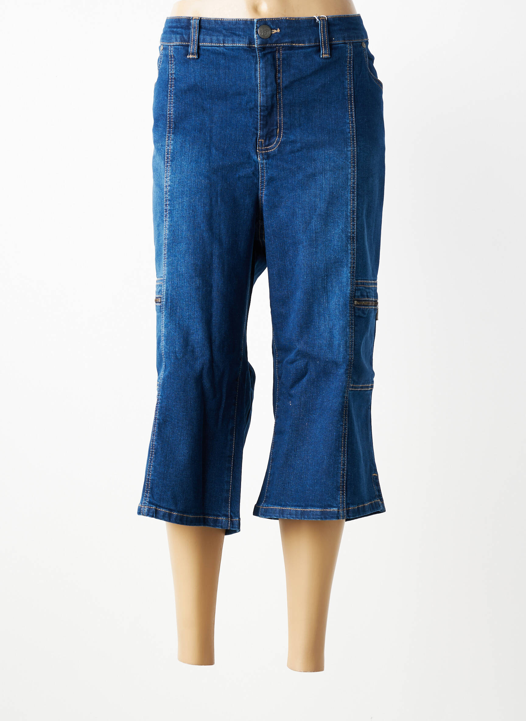 Pantacourt coupe droite taille normale bleu SHEEGO femme