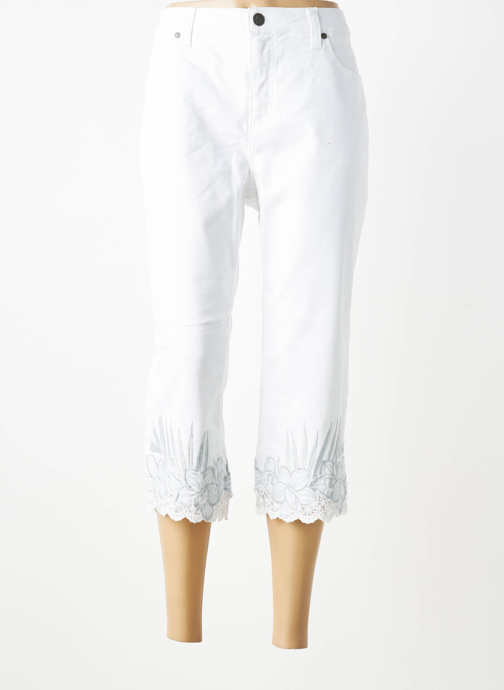 Pantacourt taille haute taille haute blanc SHEEGO femme