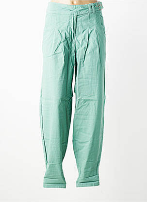 Pantalon droit fermeture zippée sous rabat boutonné vert SHEEGO femme