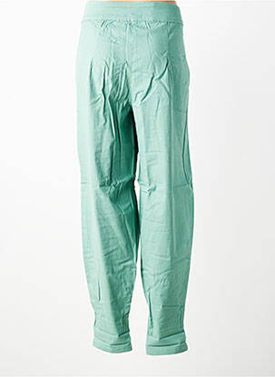 Pantalon droit fermeture zippée sous rabat boutonné vert SHEEGO femme