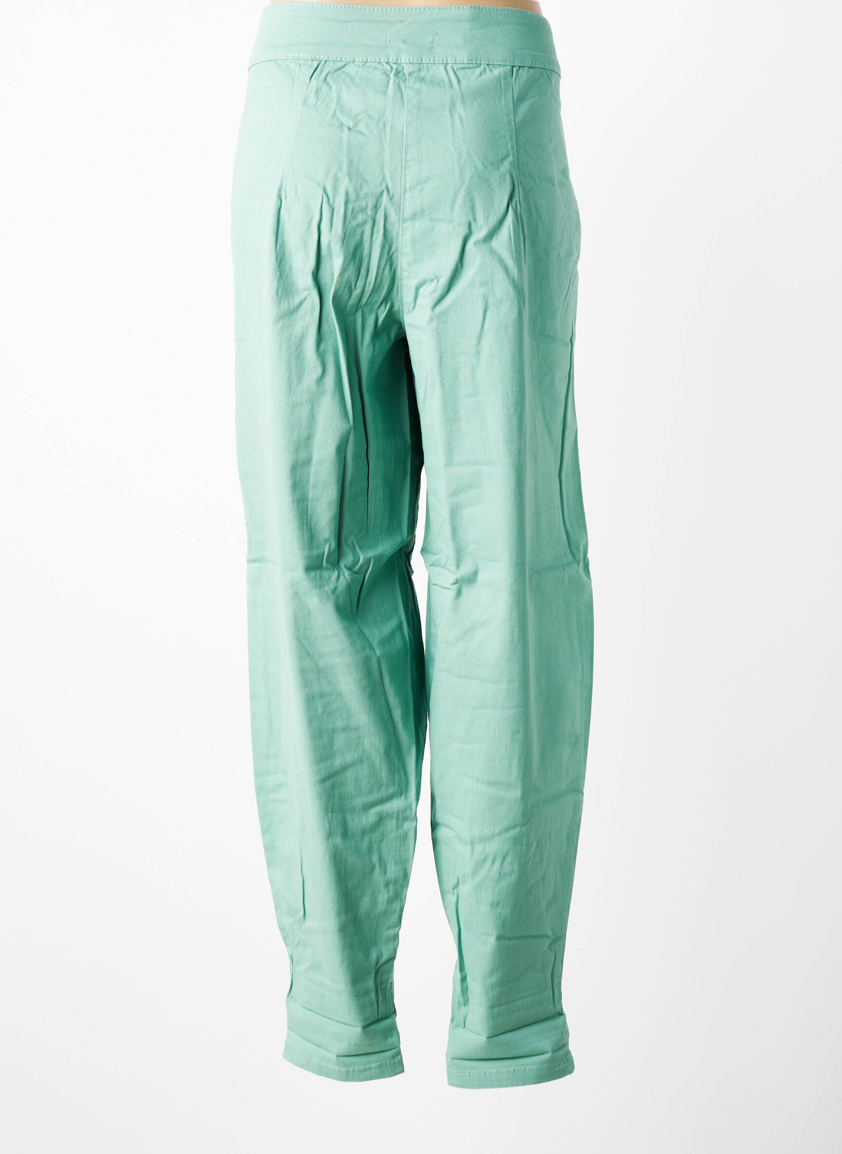 Pantalon droit fermeture zippée sous rabat boutonné vert SHEEGO femme