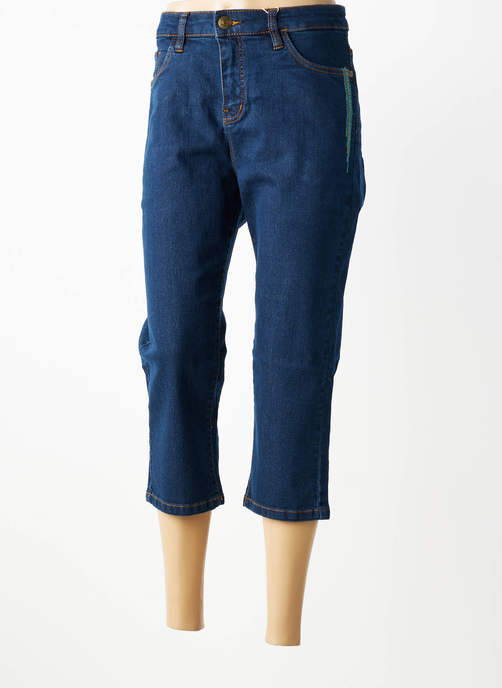Pantacourt taille haute taille haute bleu SHEEGO femme