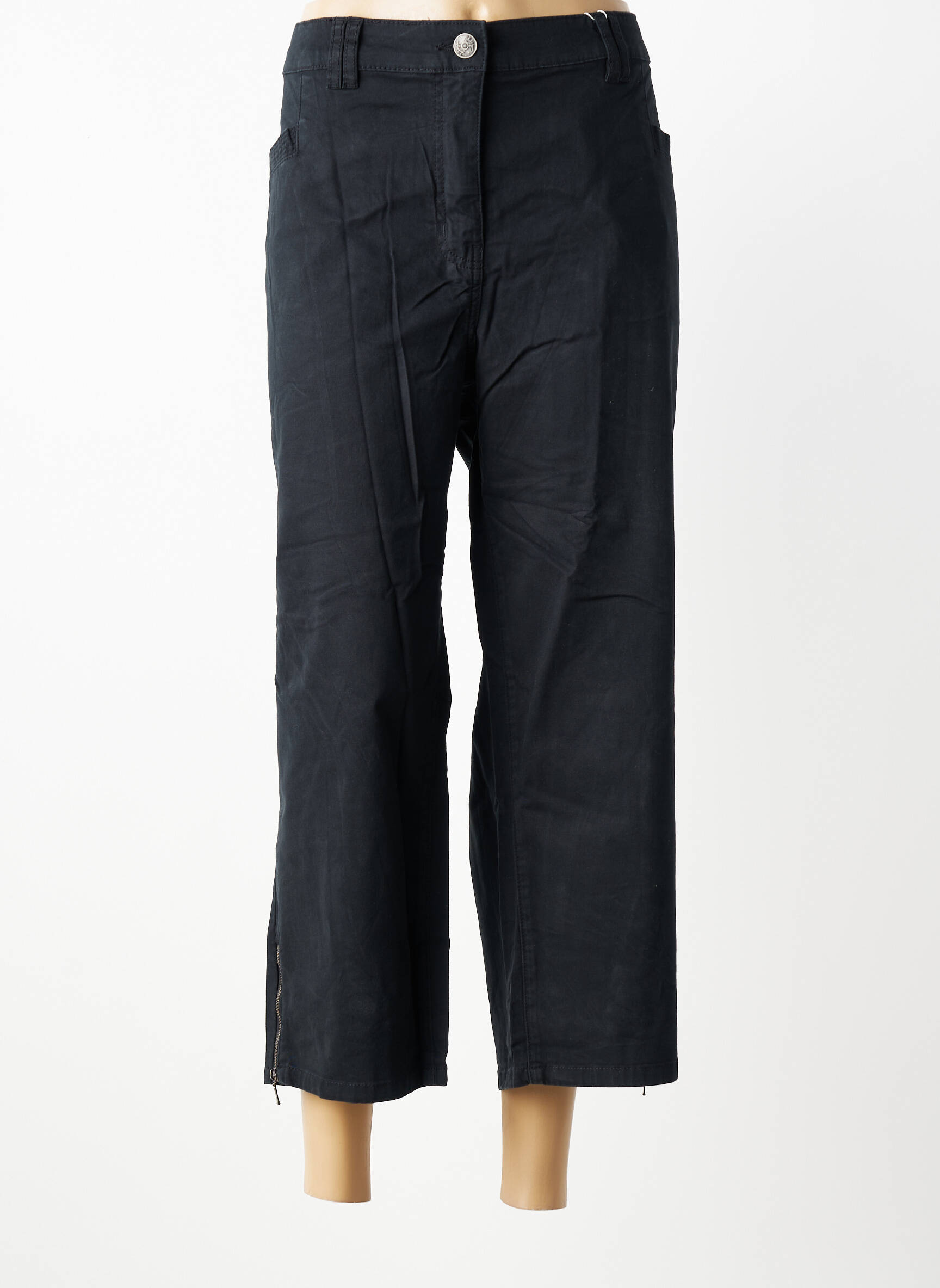 Pantalon 7/8 tissage popeline taille normale noir SHEEGO femme