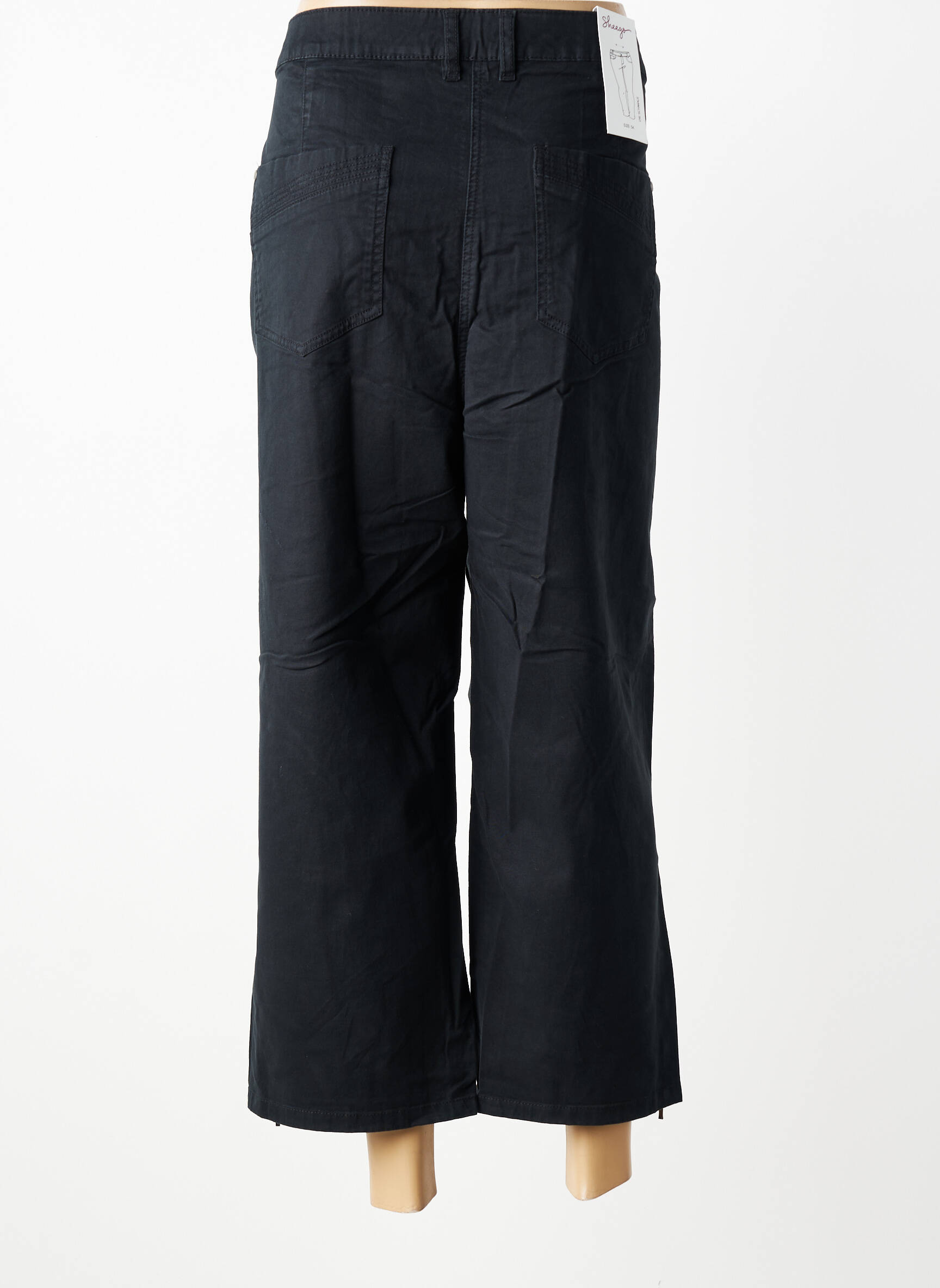 Pantalon 7/8 tissage popeline taille normale noir SHEEGO femme