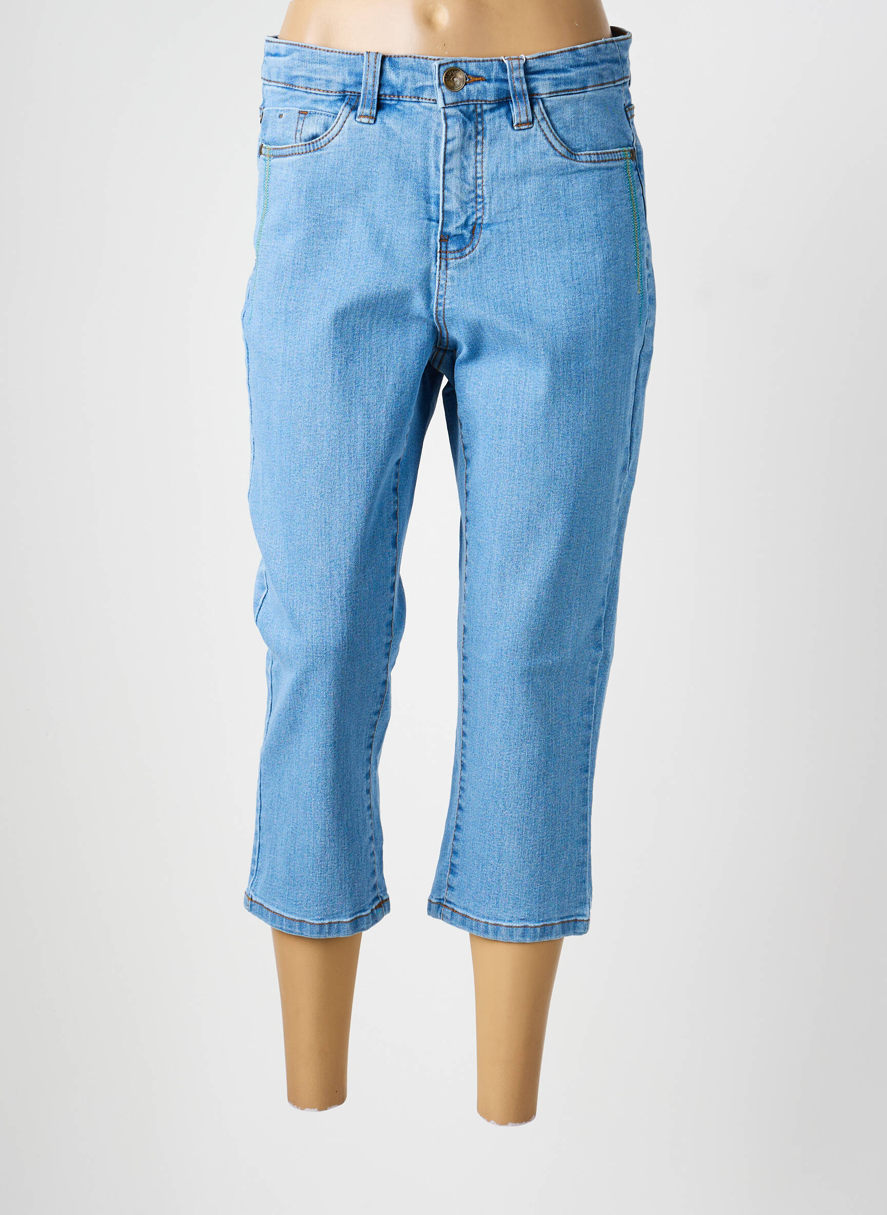 Pantacourt taille haute taille haute bleu SHEEGO femme