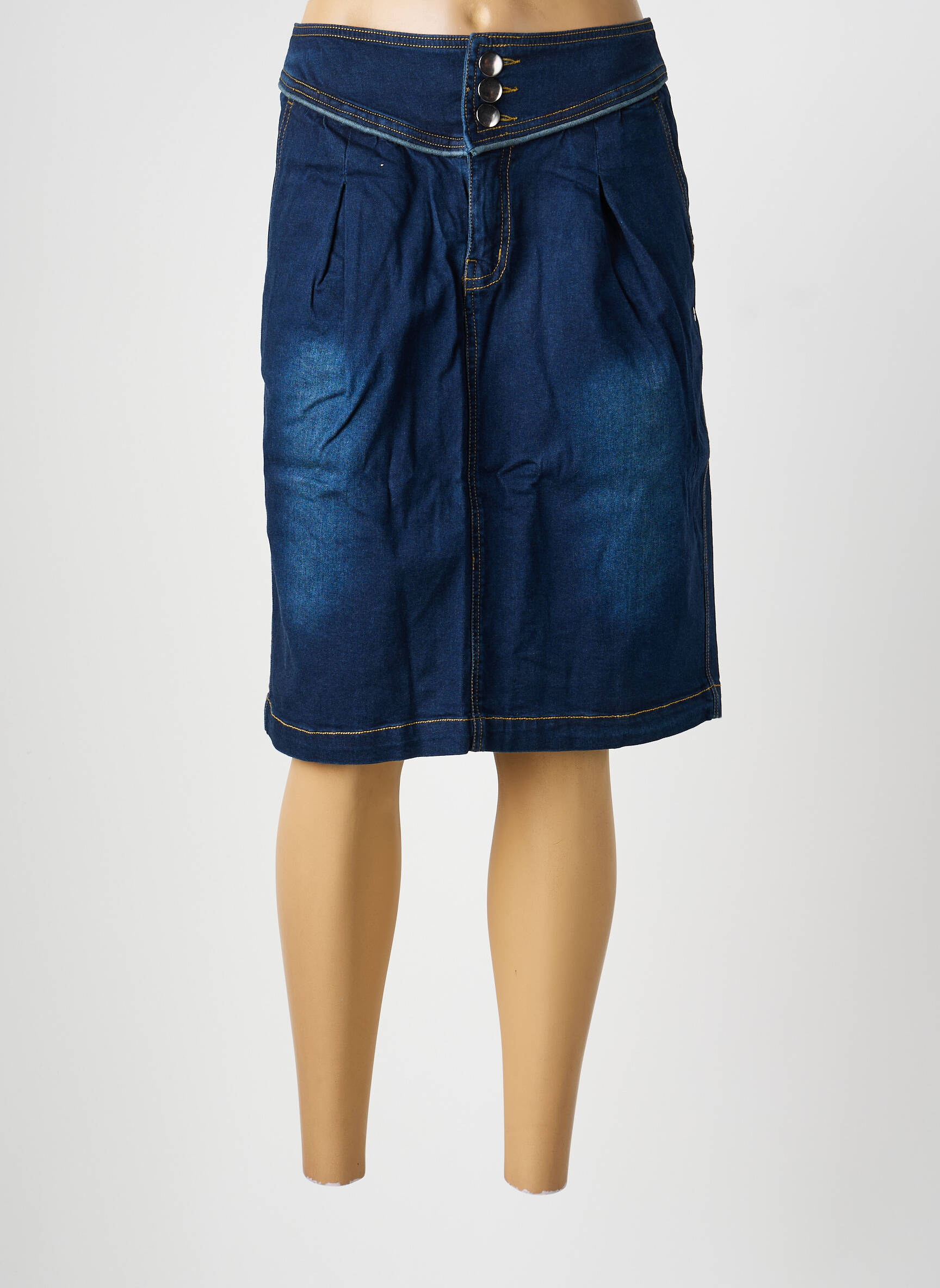 Jupe mi-longue bleu SHEEGO femme