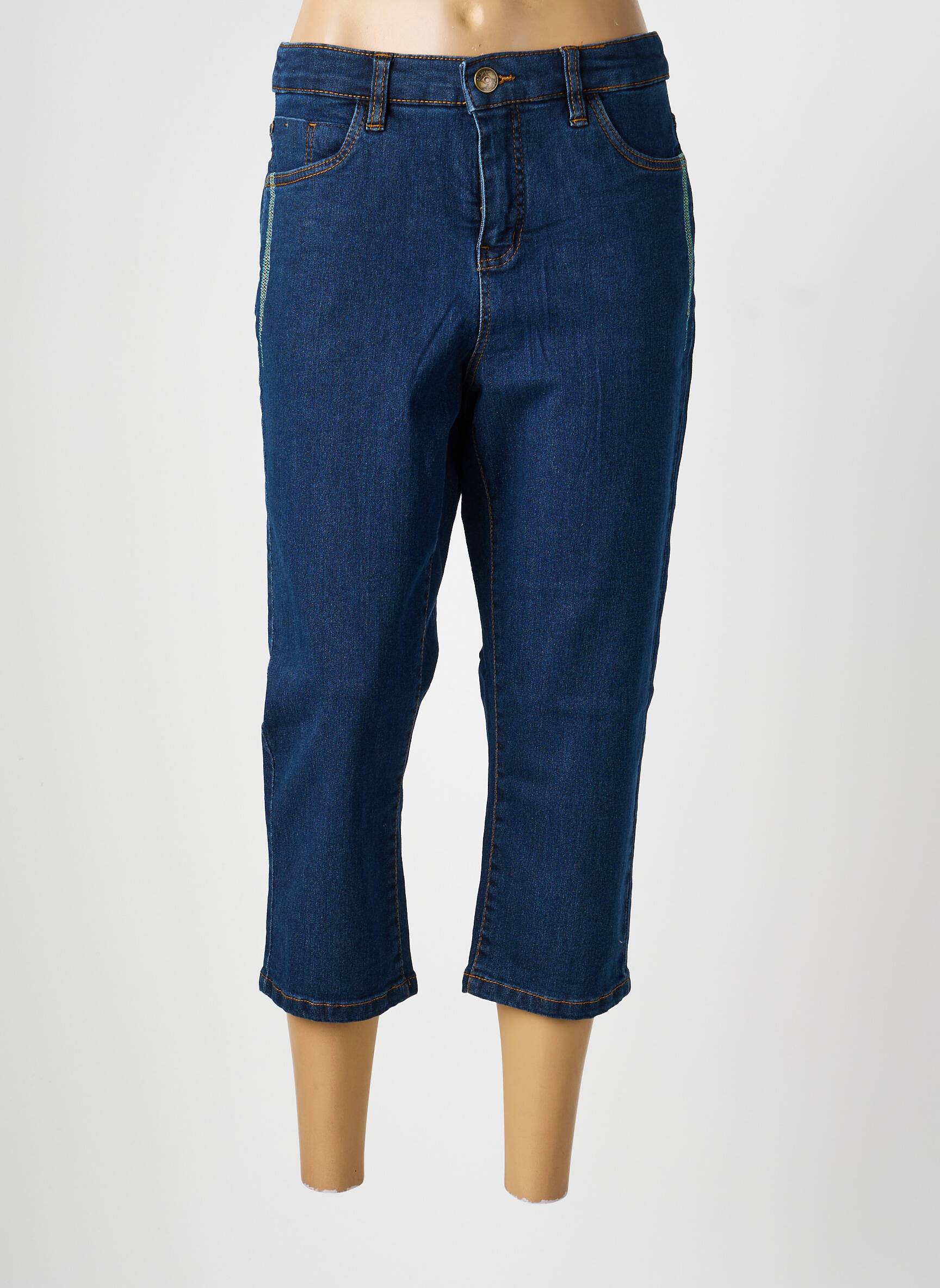 Pantacourt taille haute taille haute bleu SHEEGO femme