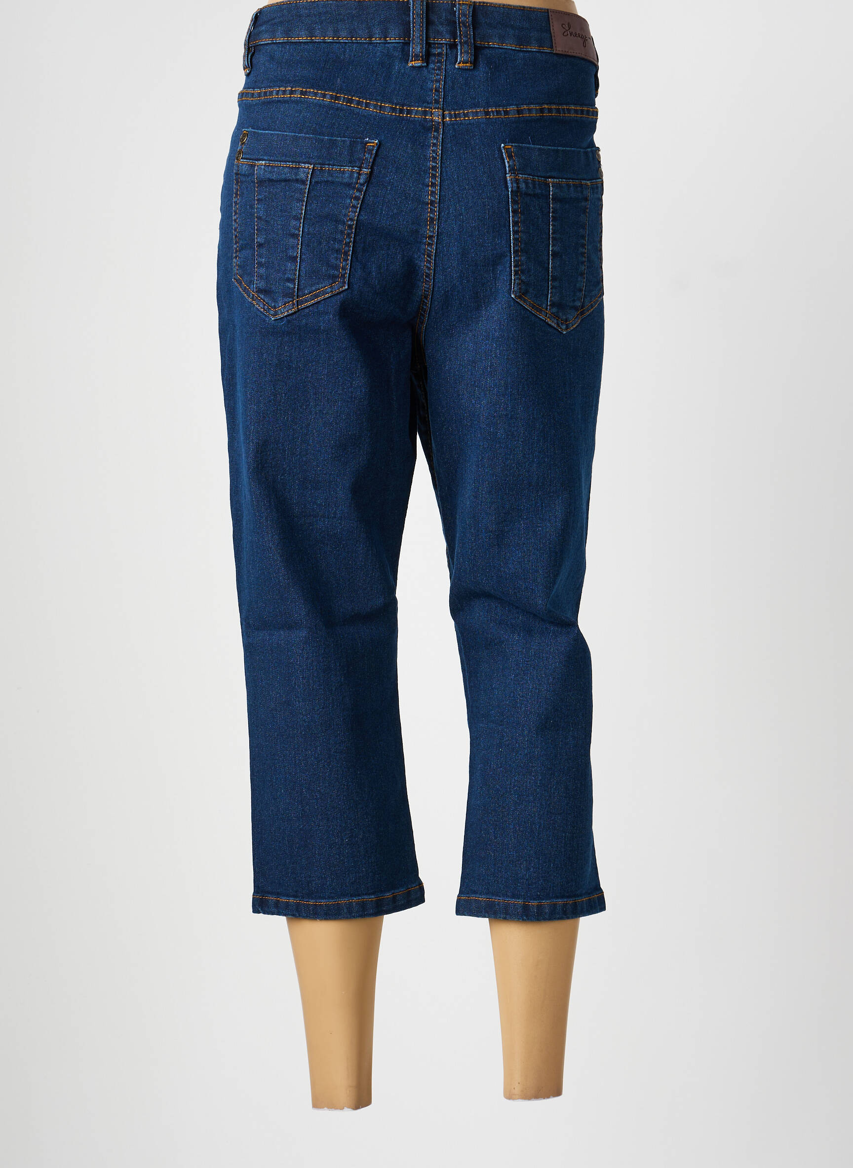 Pantacourt taille haute taille haute bleu SHEEGO femme