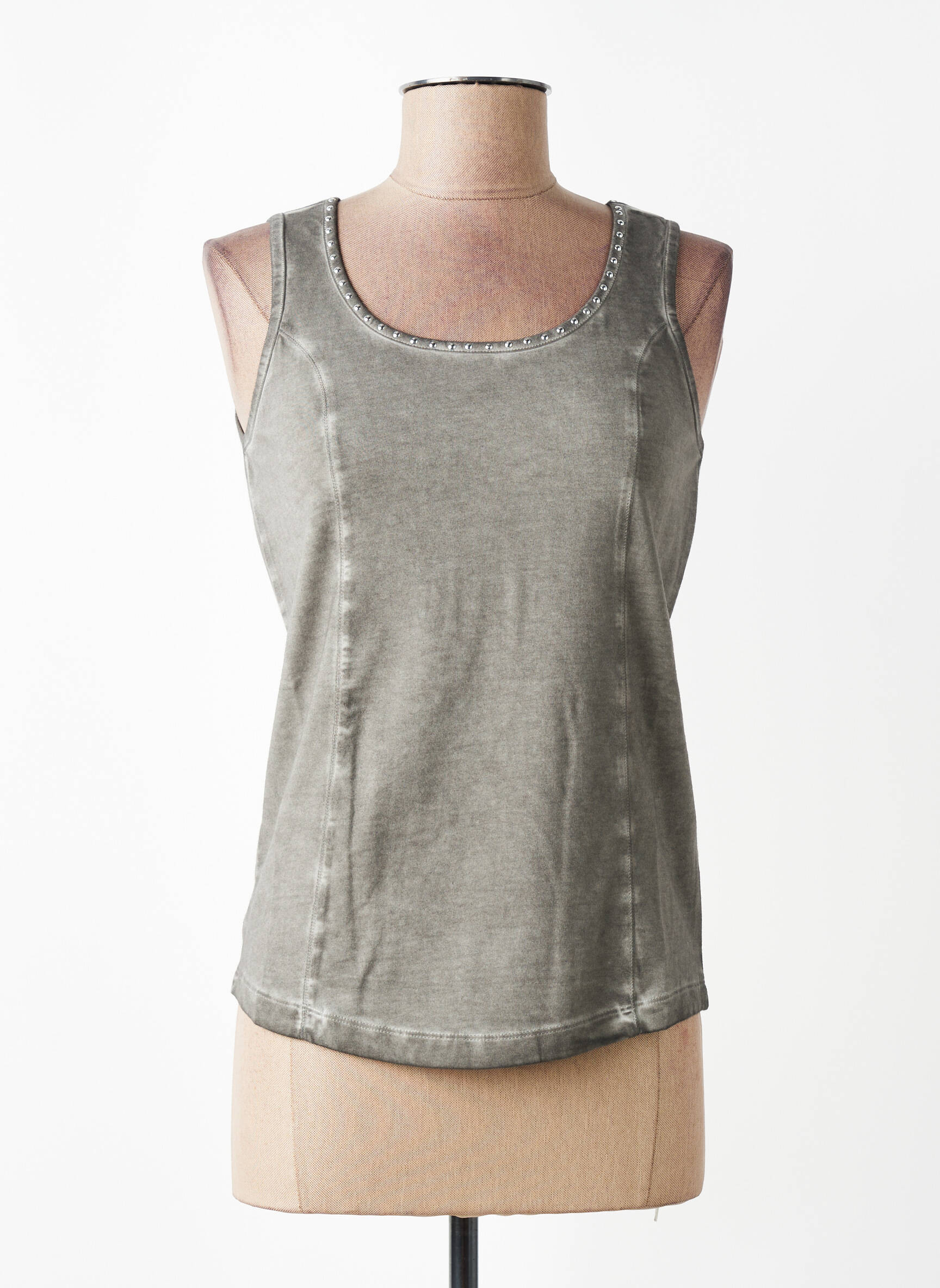 Débardeur stretch sans manche gris MANDARIN femme