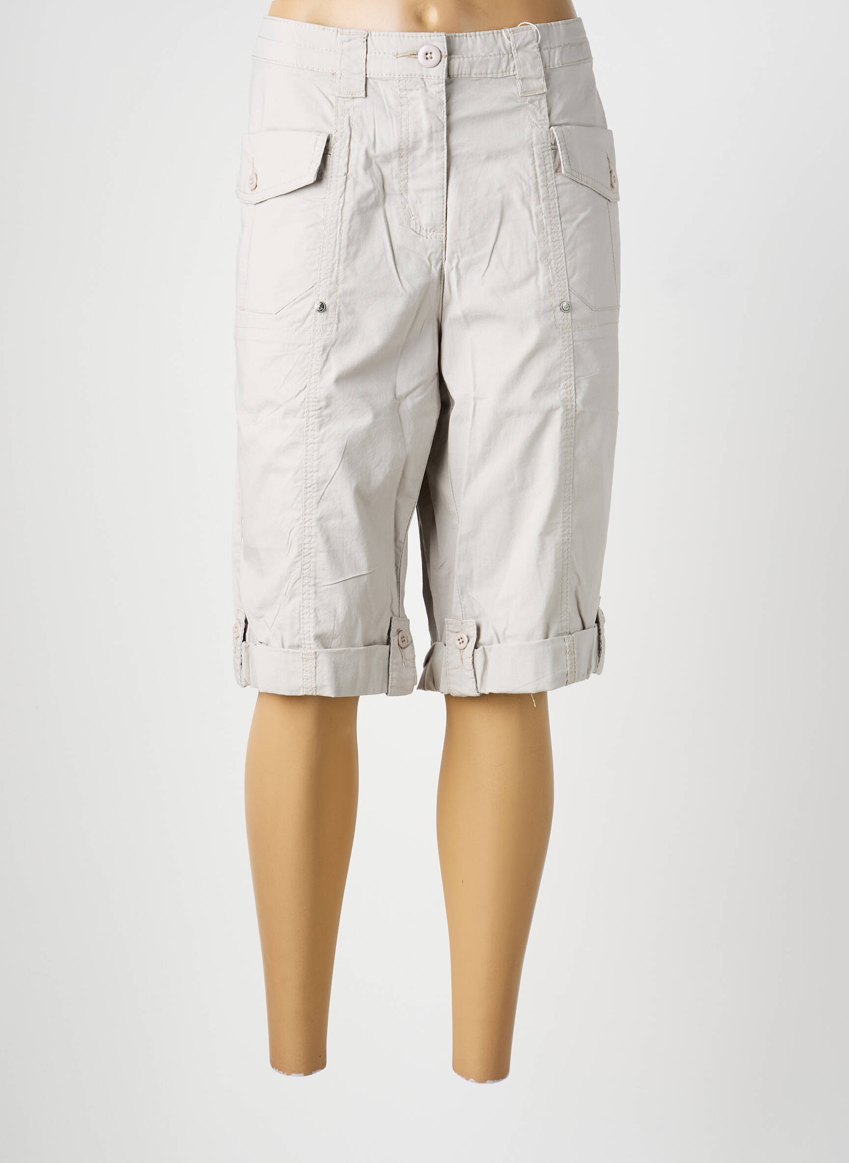 Bermuda coupe droite taille normale beige SHEEGO femme