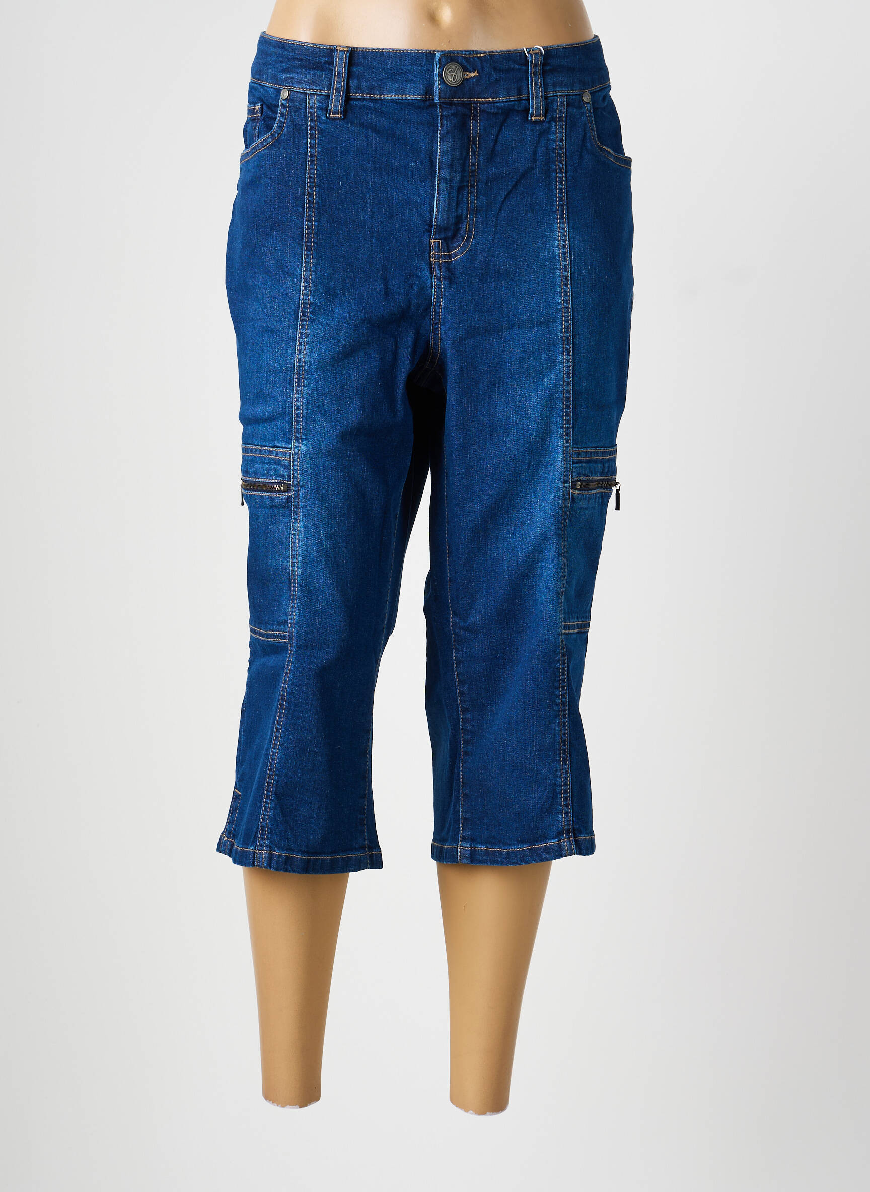 Pantacourt taille haute taille haute bleu clair SHEEGO femme