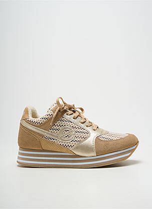 Baskets tissage satiné talon de 4 à 6cm beige NO NAME femme