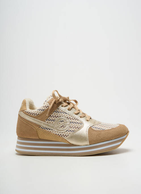 Baskets tissage satiné talon de 4 à 6cm beige NO NAME femme