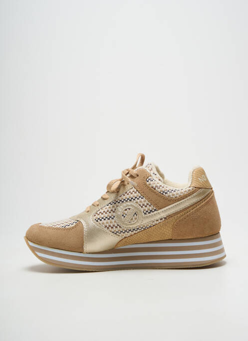 Baskets tissage satiné talon de 4 à 6cm beige NO NAME femme