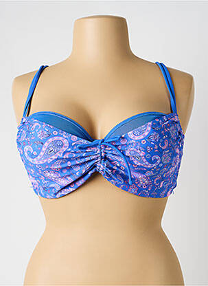 Haut de maillot de bain bretelles élastiquées ajustables haut soutien-gorge balconnet bleu YSABEL MORA femme