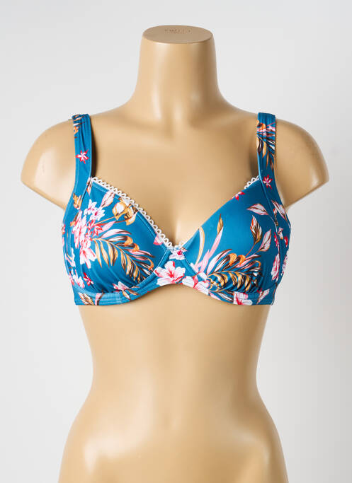 Haut de maillot de bain stretch haut soutien-gorge balconnet bleu OLYMPIA femme