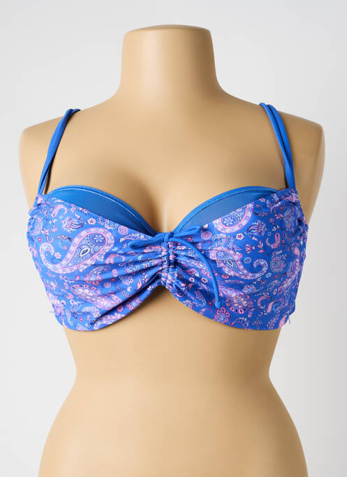 Haut de maillot de bain bretelles élastiquées ajustables haut soutien-gorge balconnet bleu YSABEL MORA femme