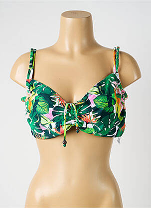 Haut de maillot de bain bretelles élastiquées ajustables haut soutien-gorge balconnet vert YSABEL MORA femme
