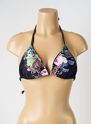 Haut de maillot de bain stretch haut soutien-gorge avec mousse de rembourrage amovible noir OLYMPIA femme