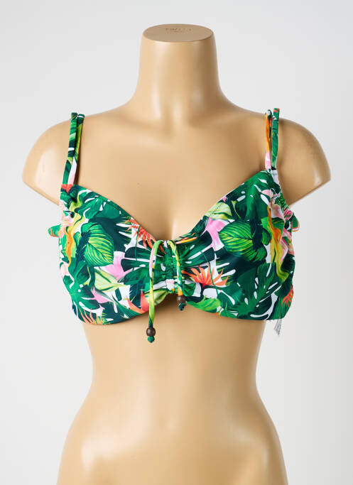 Haut de maillot de bain bretelles élastiquées ajustables haut soutien-gorge balconnet vert YSABEL MORA femme