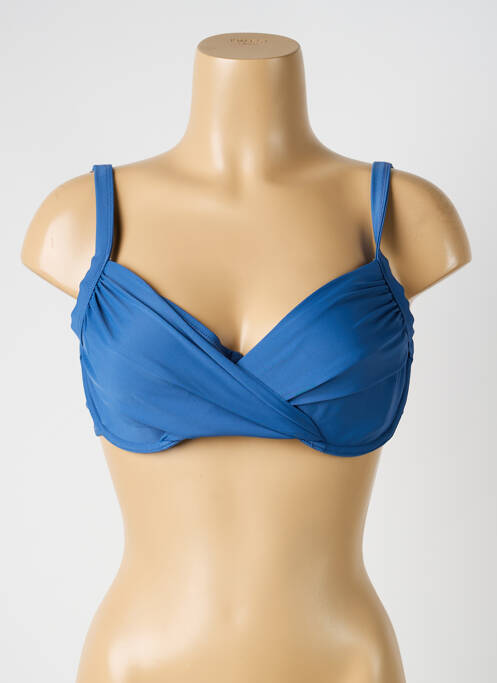 Haut de maillot de bain bretelles élastiquées ajustables haut soutien-gorge balconnet bleu YSABEL MORA femme