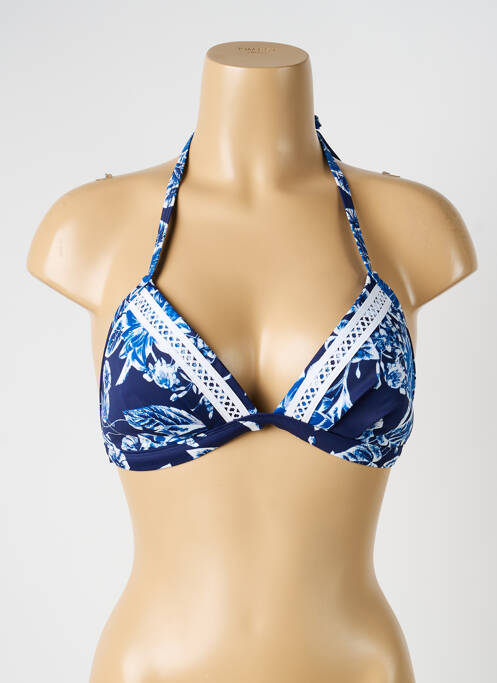Haut de maillot de bain stretch haut soutien-gorge moulé bleu OLYMPIA femme