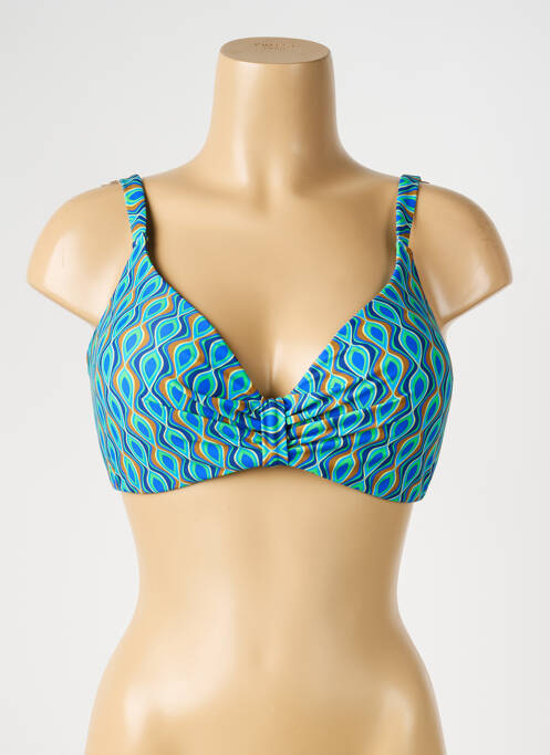 Haut de maillot de bain stretch haut soutien-gorge moulé bleu SUNMARIN femme