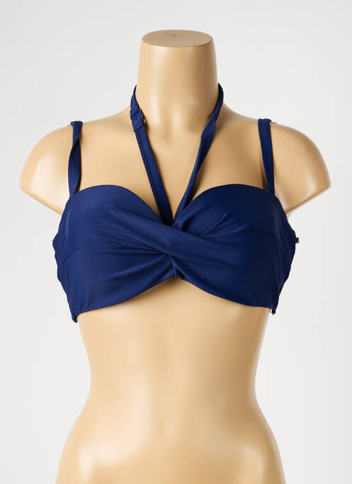Haut de maillot de bain stretch haut soutien-gorge moulé bleu SASSA femme