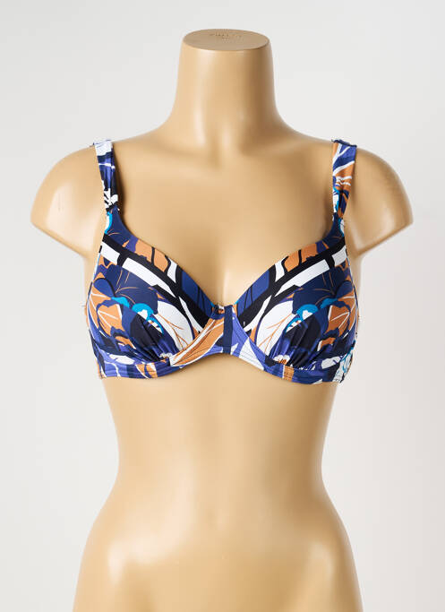 Haut de maillot de bain stretch haut soutien-gorge emboitant bleu OLYMPIA femme