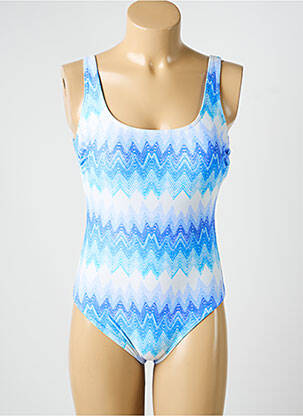 Maillot de bain 1 pièce effet matière satinée haut soutien-gorge moulé bleu OLYMPIA femme