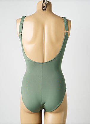 Maillot de bain 1 pièce effet matière satinée haut soutien-gorge moulé vert SUNFLAIR femme