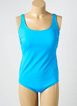 Maillot de bain 1 pièce effet matière satinée haut soutien-gorge moulé bleu SUNFLAIR femme