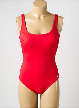 Maillot de bain 1 pièce effet matière satinée haut soutien-gorge moulé rouge SUNFLAIR femme