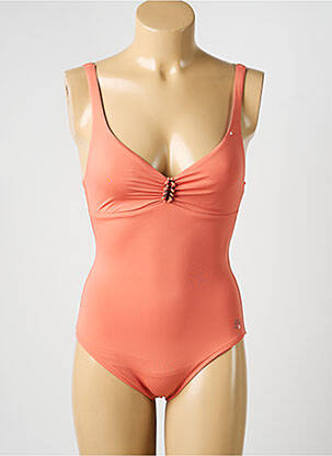 Maillot de bain 1 pièce effet matière satinée haut soutien-gorge balconnet orange SUNFLAIR femme