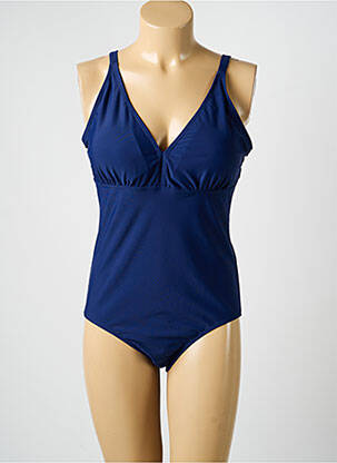 Maillot de bain 1 pièce effet matière satinée haut soutien-gorge avec mousse de rembourrage amovible bleu SASSA femme