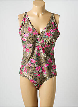 Maillot de bain 1 pièce effet matière satinée haut soutien-gorge avec mousse de rembourrage amovible vert SASSA femme