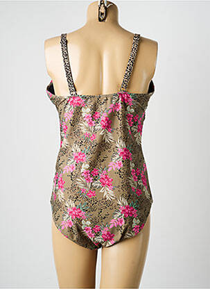 Maillot de bain 1 pièce effet matière satinée haut soutien-gorge avec mousse de rembourrage amovible vert SASSA femme