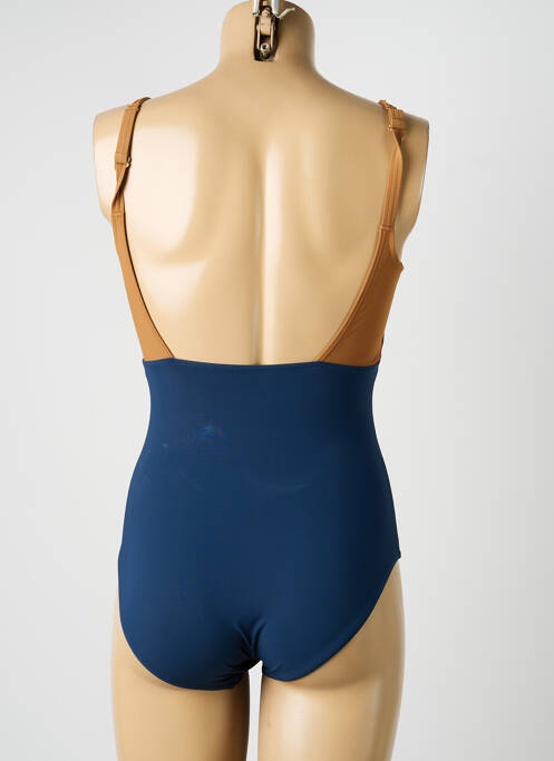 Maillot de bain 1 pièce effet matière satinée haut soutien-gorge moulé marron SUNFLAIR femme