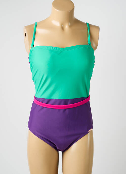 Maillot de bain 1 pièce bretelles élastiquées amovibles haut soutien-gorge moulé violet YSABEL MORA femme