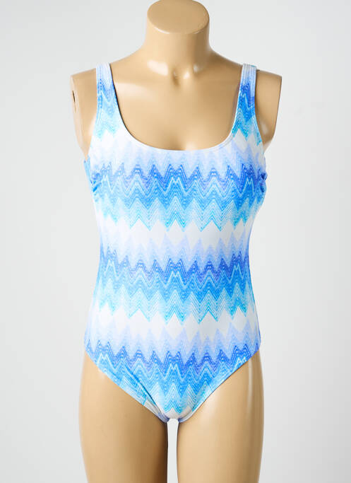 Maillot de bain 1 pièce effet matière satinée haut soutien-gorge moulé bleu OLYMPIA femme