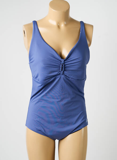 Maillot de bain 1 pièce effet matière satinée haut soutien-gorge balconnet bleu SUNFLAIR femme