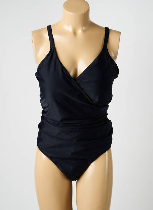Maillot de bain 1 pièce effet matière satinée haut soutien-gorge moulé noir SASSA femme