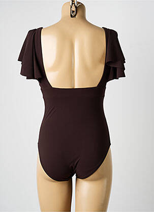 Maillot de bain 1 pièce stretch haut soutien-gorge moulé marron OPERA femme