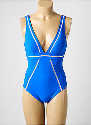 Maillot de bain 1 pièce stretch haut soutien-gorge moulé bleu SUNFLAIR femme